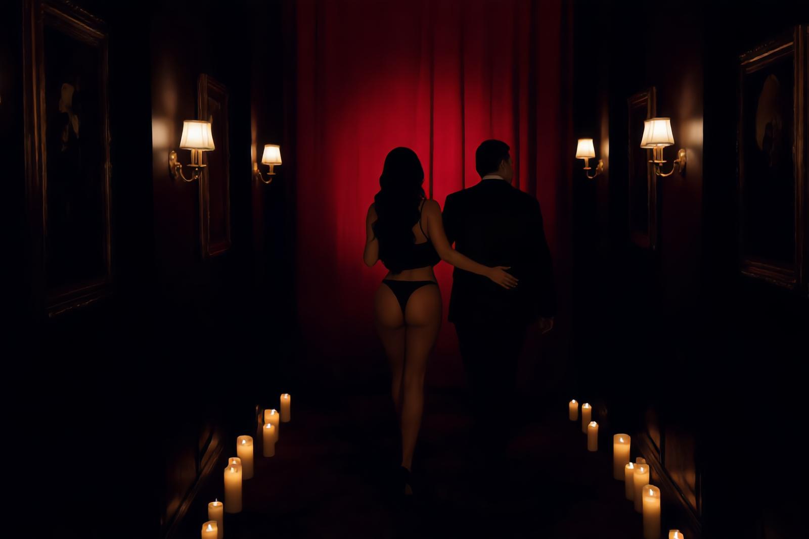 A candlelit corridor leading to the private rooms
