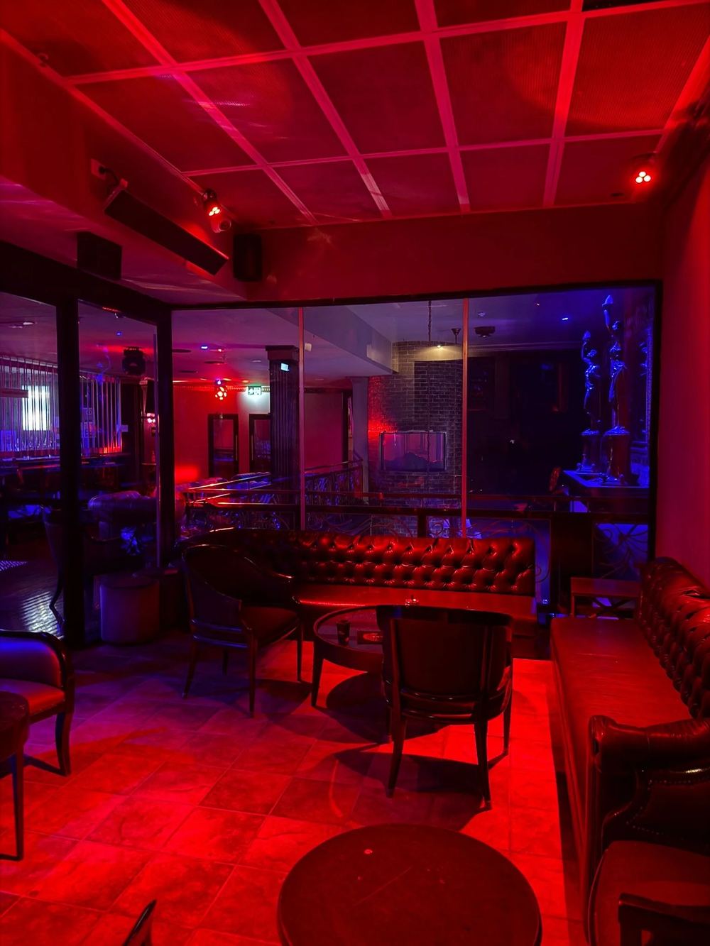 Booth seating on the lower floor